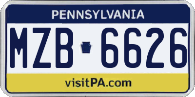 PA license plate MZB6626