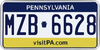 PA license plate MZB6628