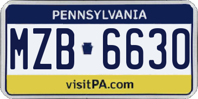 PA license plate MZB6630