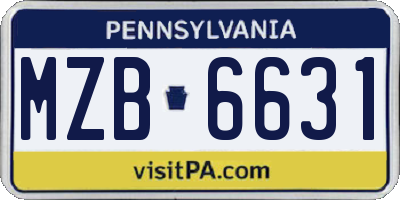 PA license plate MZB6631