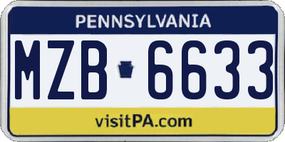 PA license plate MZB6633