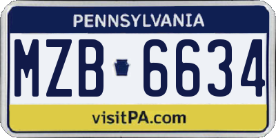 PA license plate MZB6634