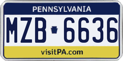 PA license plate MZB6636