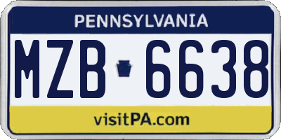 PA license plate MZB6638