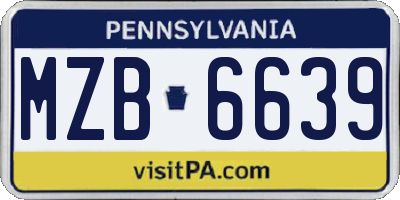 PA license plate MZB6639