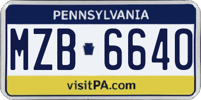 PA license plate MZB6640