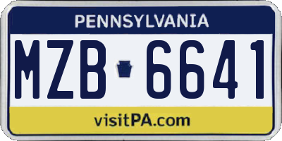 PA license plate MZB6641