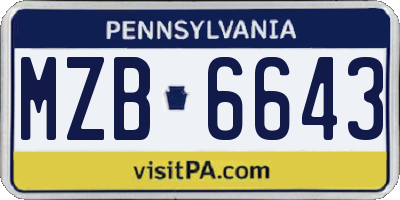 PA license plate MZB6643
