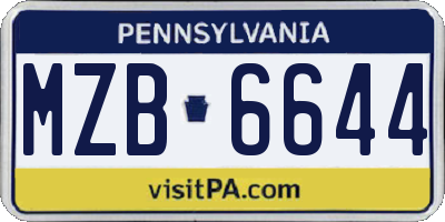 PA license plate MZB6644
