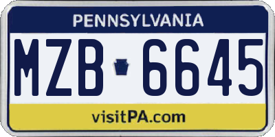 PA license plate MZB6645