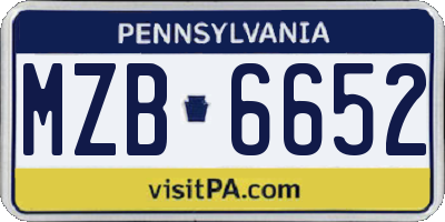 PA license plate MZB6652