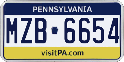 PA license plate MZB6654