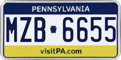 PA license plate MZB6655