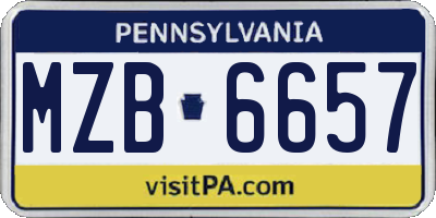 PA license plate MZB6657