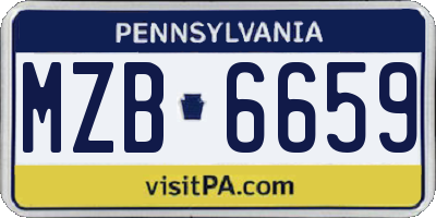 PA license plate MZB6659