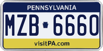 PA license plate MZB6660