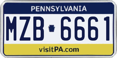 PA license plate MZB6661