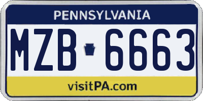 PA license plate MZB6663