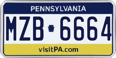 PA license plate MZB6664
