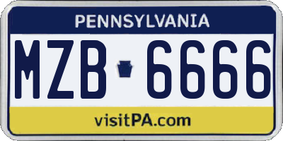 PA license plate MZB6666