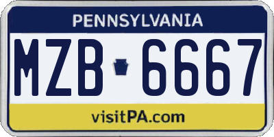PA license plate MZB6667