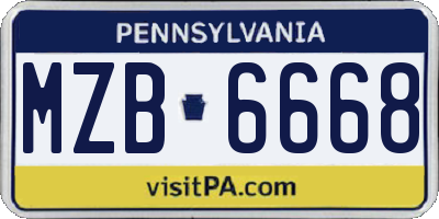 PA license plate MZB6668