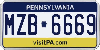 PA license plate MZB6669