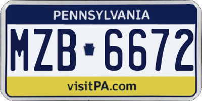 PA license plate MZB6672
