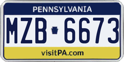 PA license plate MZB6673
