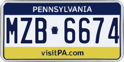 PA license plate MZB6674