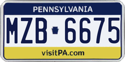 PA license plate MZB6675