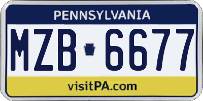 PA license plate MZB6677