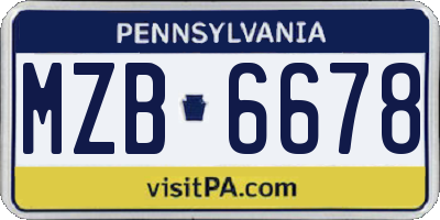PA license plate MZB6678