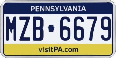 PA license plate MZB6679