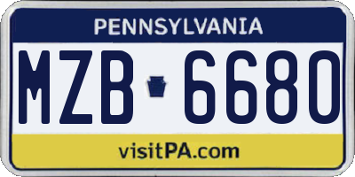 PA license plate MZB6680