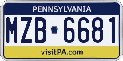 PA license plate MZB6681