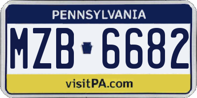 PA license plate MZB6682
