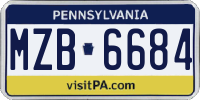 PA license plate MZB6684