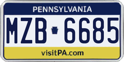 PA license plate MZB6685