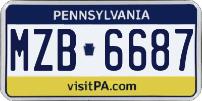 PA license plate MZB6687