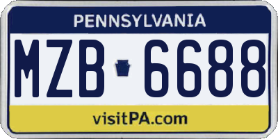 PA license plate MZB6688