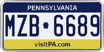 PA license plate MZB6689
