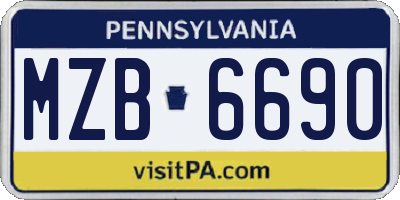PA license plate MZB6690