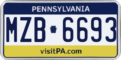 PA license plate MZB6693