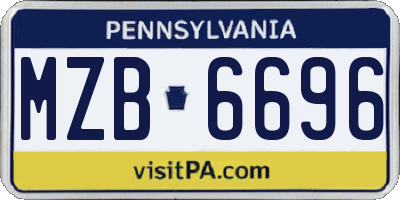 PA license plate MZB6696