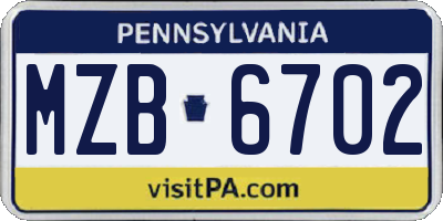 PA license plate MZB6702