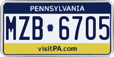 PA license plate MZB6705