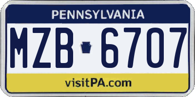 PA license plate MZB6707