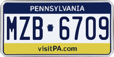 PA license plate MZB6709