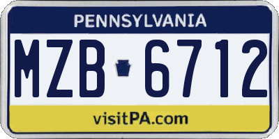 PA license plate MZB6712